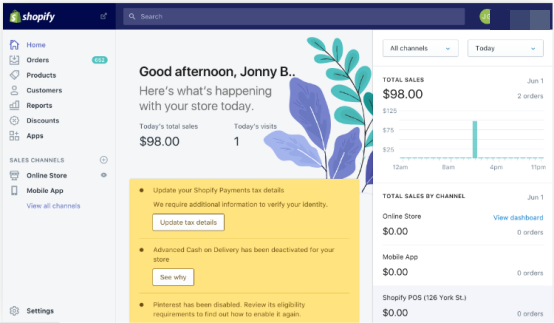 Shopify后台界面介绍