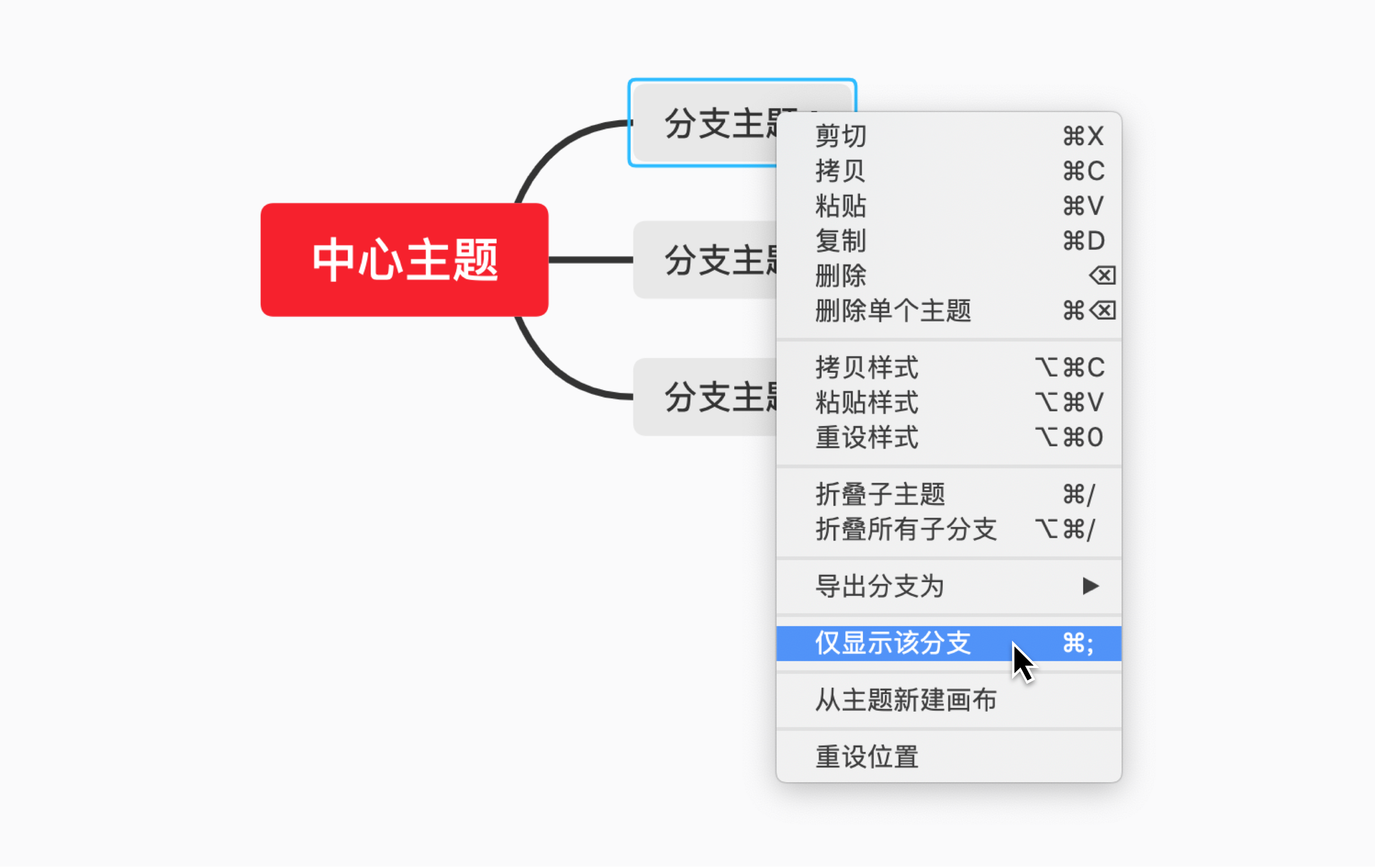 Xmind仅显示该分支