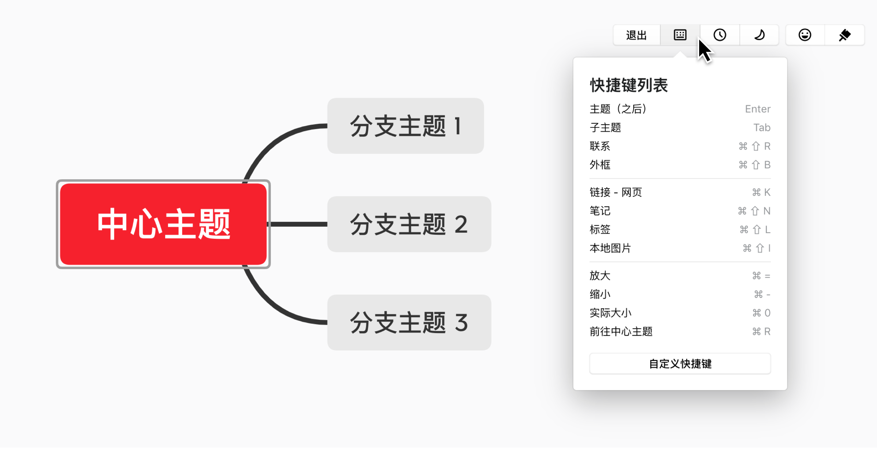快捷键列表提示