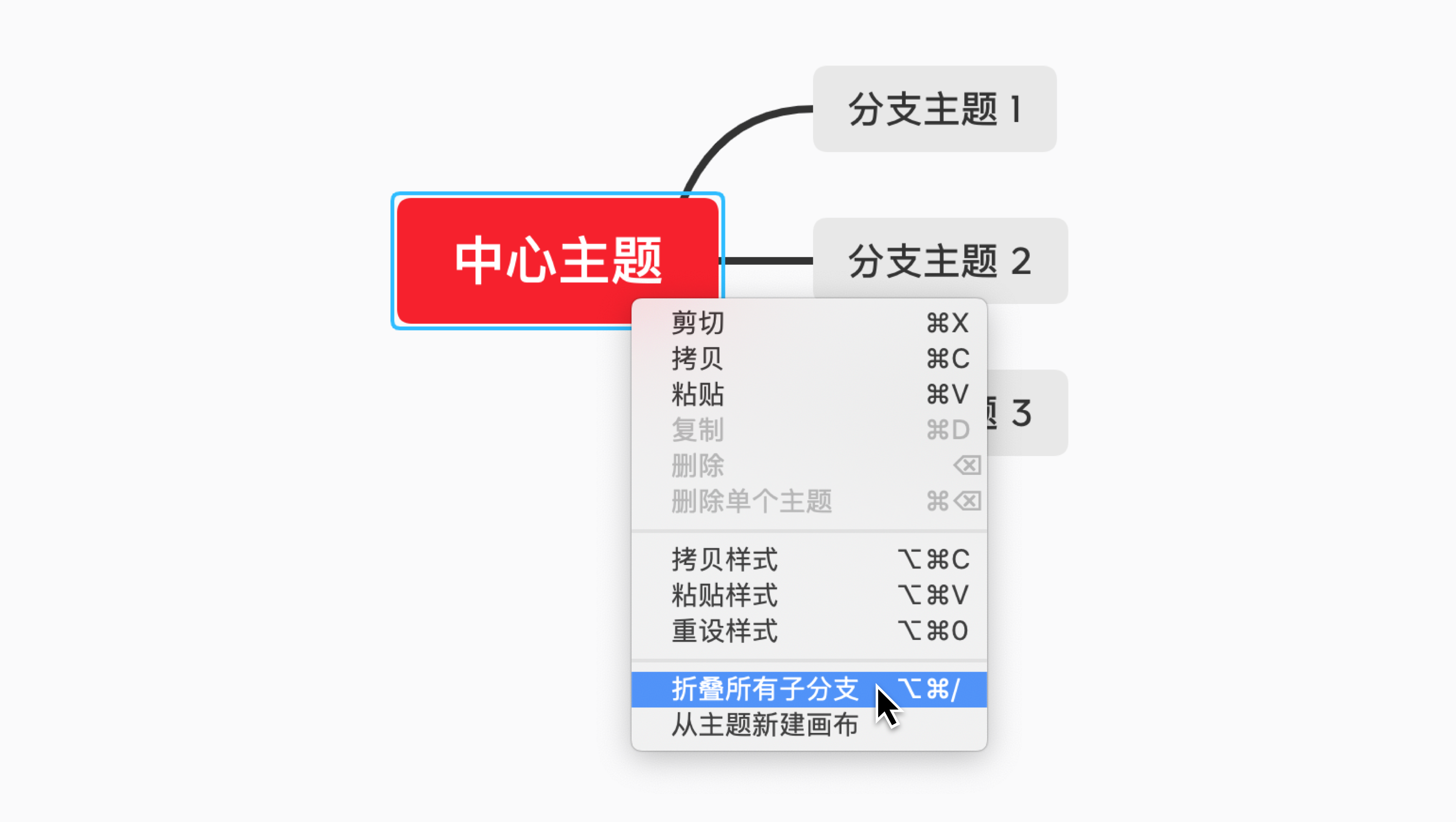 Xmind折叠所有子分支