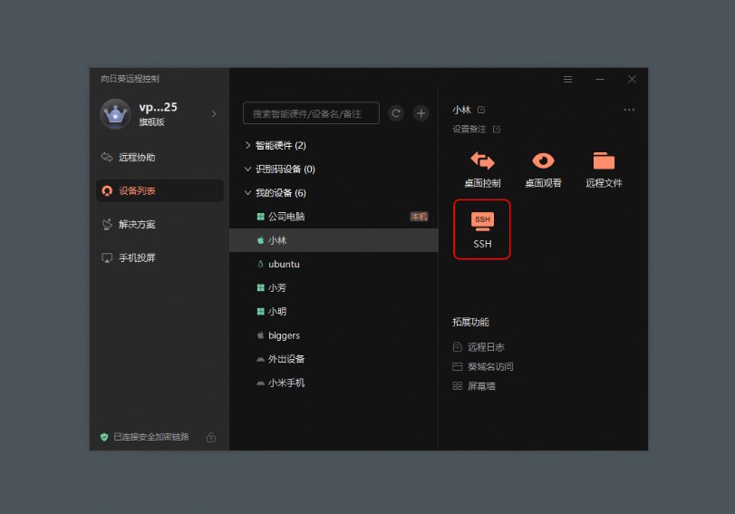 向日葵远程SSH