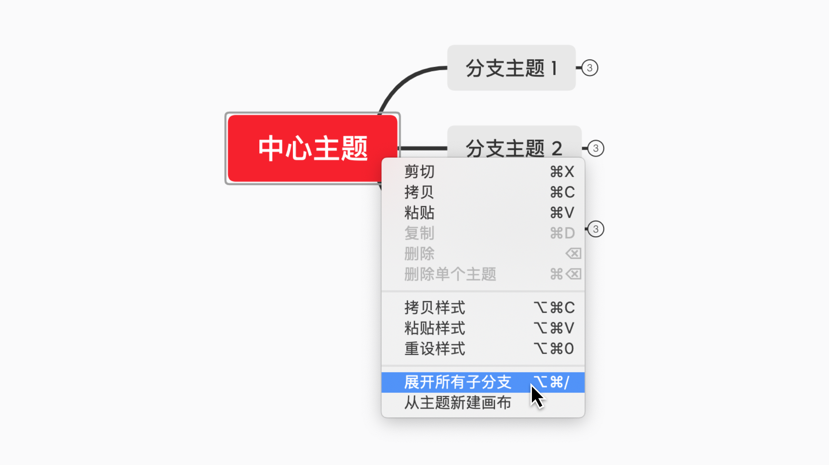 Xmind折叠/展开子主题