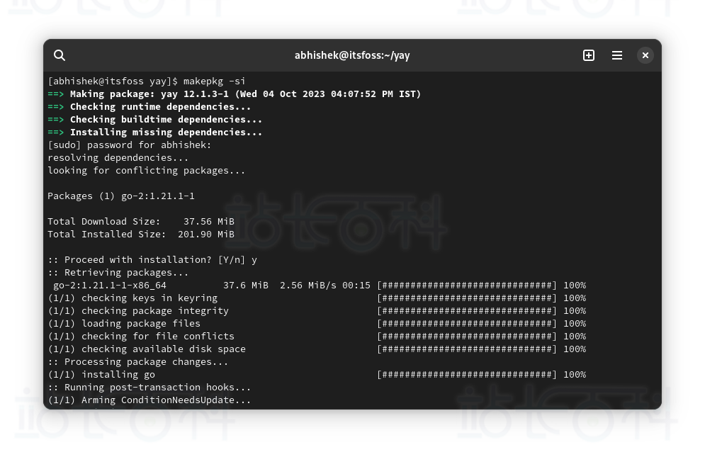 Arch Linux安装和使用Yay教程