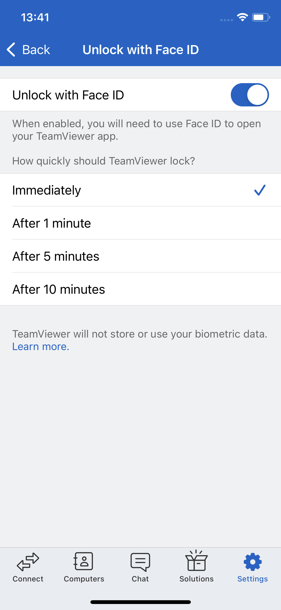 TeamViewer生物识别保护