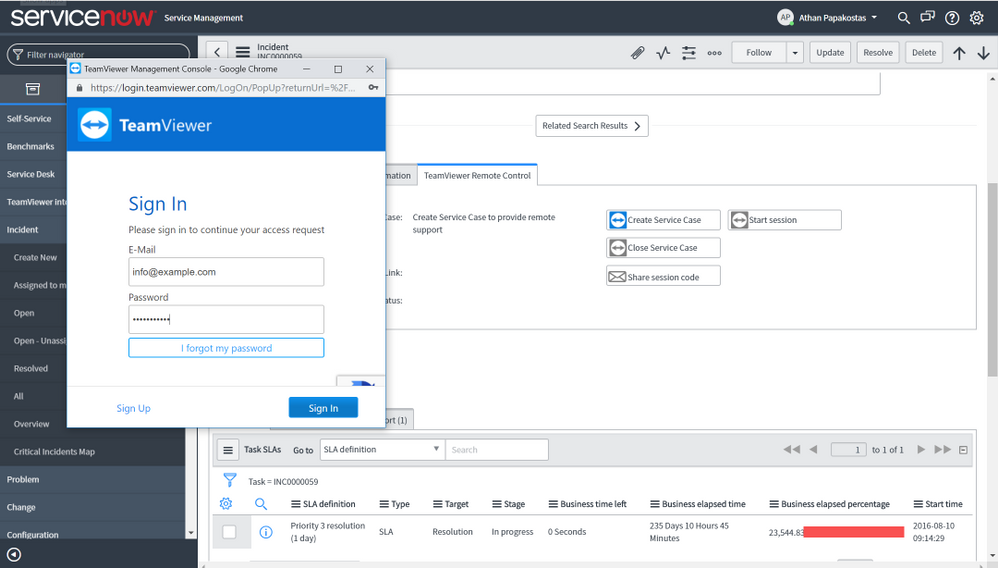 TeamViewer ServiceNow