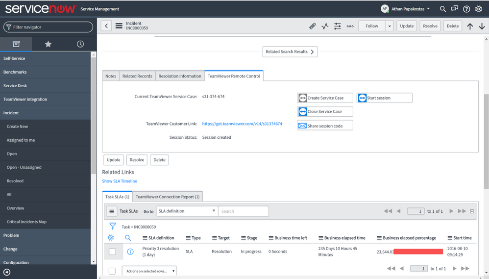 TeamViewer ServiceNow
