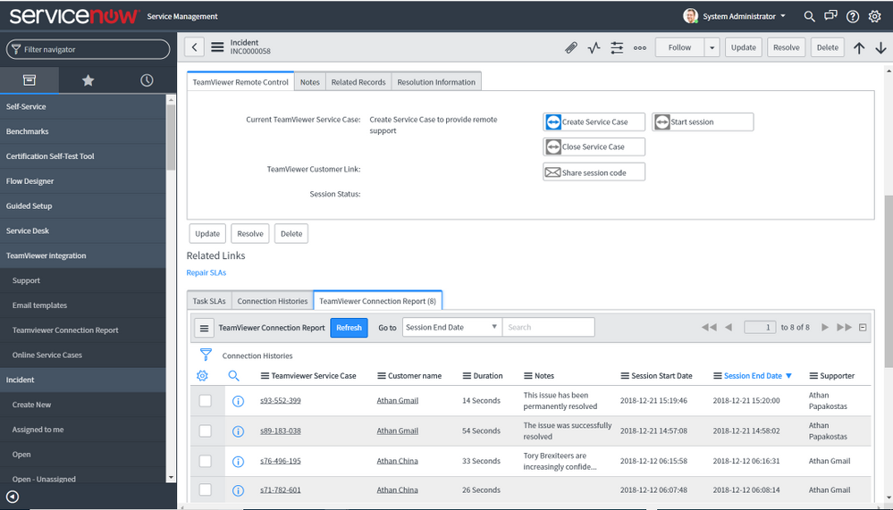 TeamViewer ServiceNow