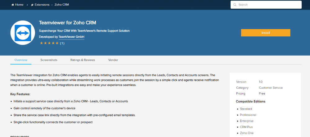 TeamViewer Zoho CRM