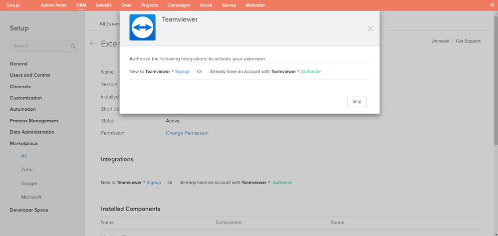 TeamViewer Zoho CRM