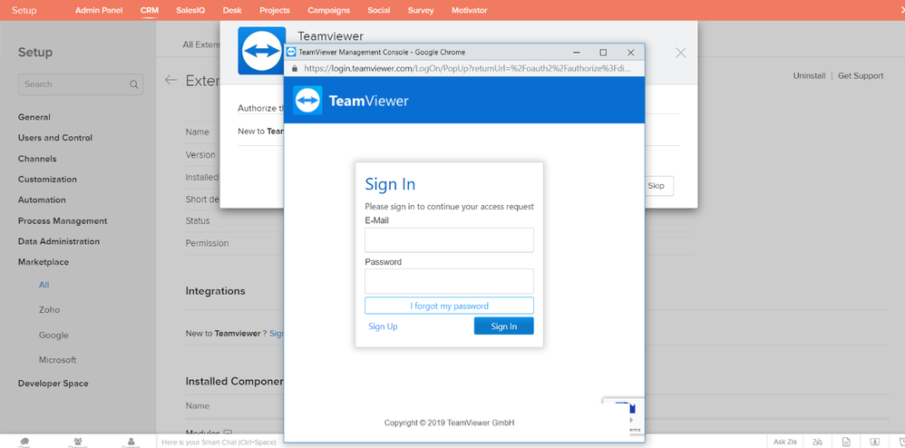 TeamViewer Zoho CRM