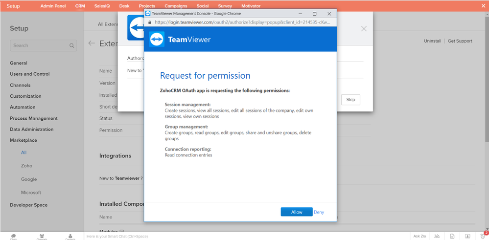 TeamViewer Zoho CRM