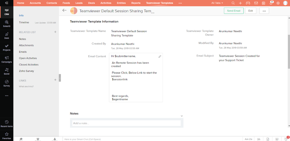 TeamViewer Zoho CRM