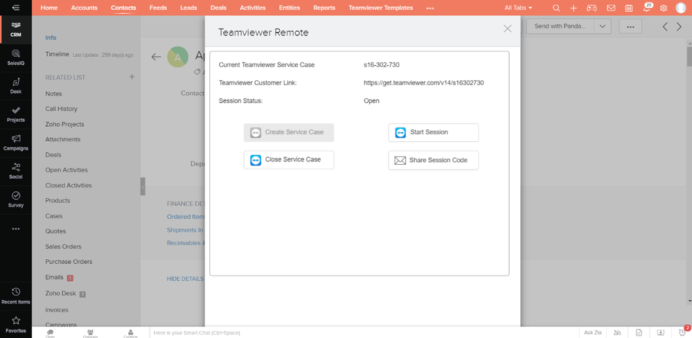 TeamViewer Zoho CRM