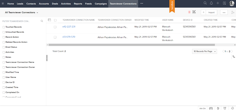 TeamViewer Zoho CRM