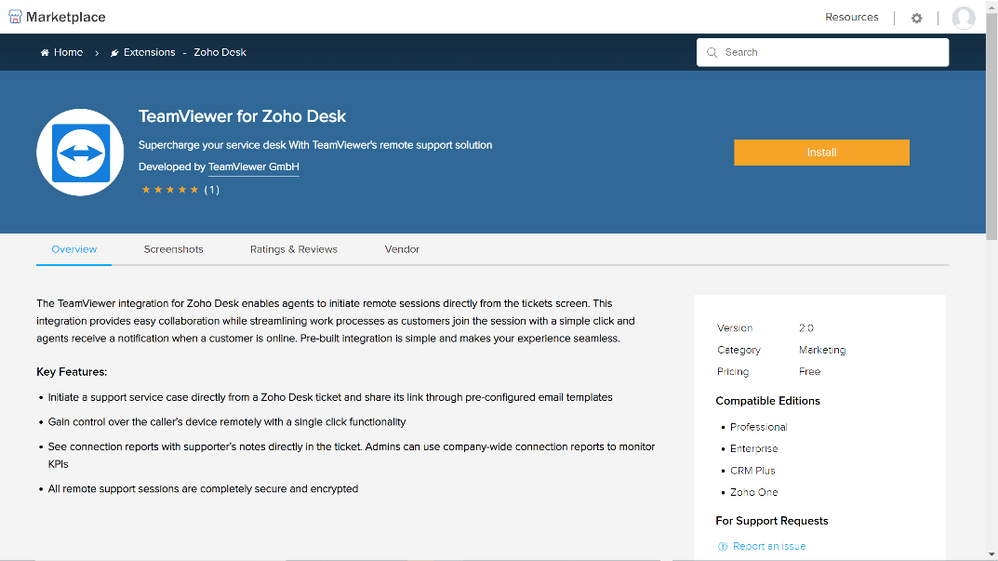 TeamViewer Zoho Desk
