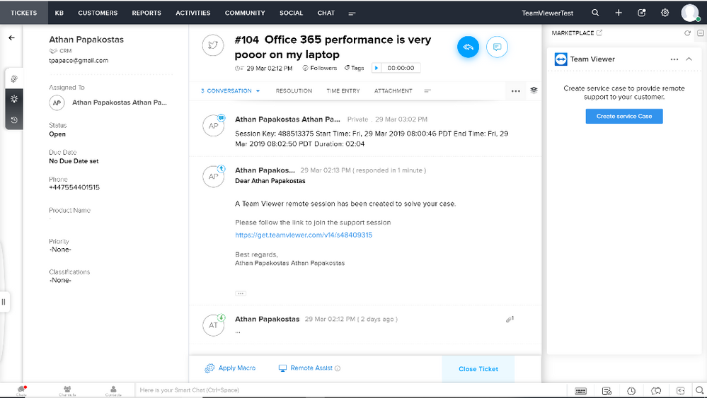 TeamViewer Zoho Desk