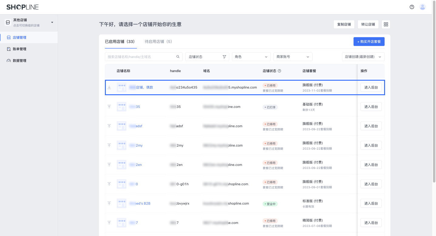 SHOPLINE多店铺管理