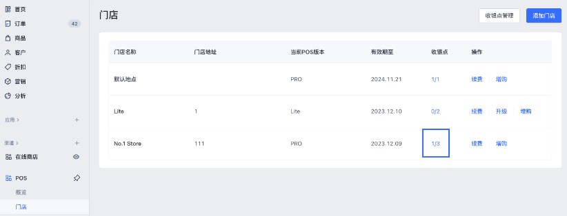 管理收银点订阅