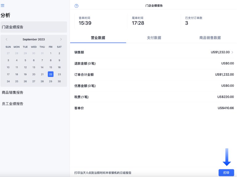 获取每日门店业绩报告