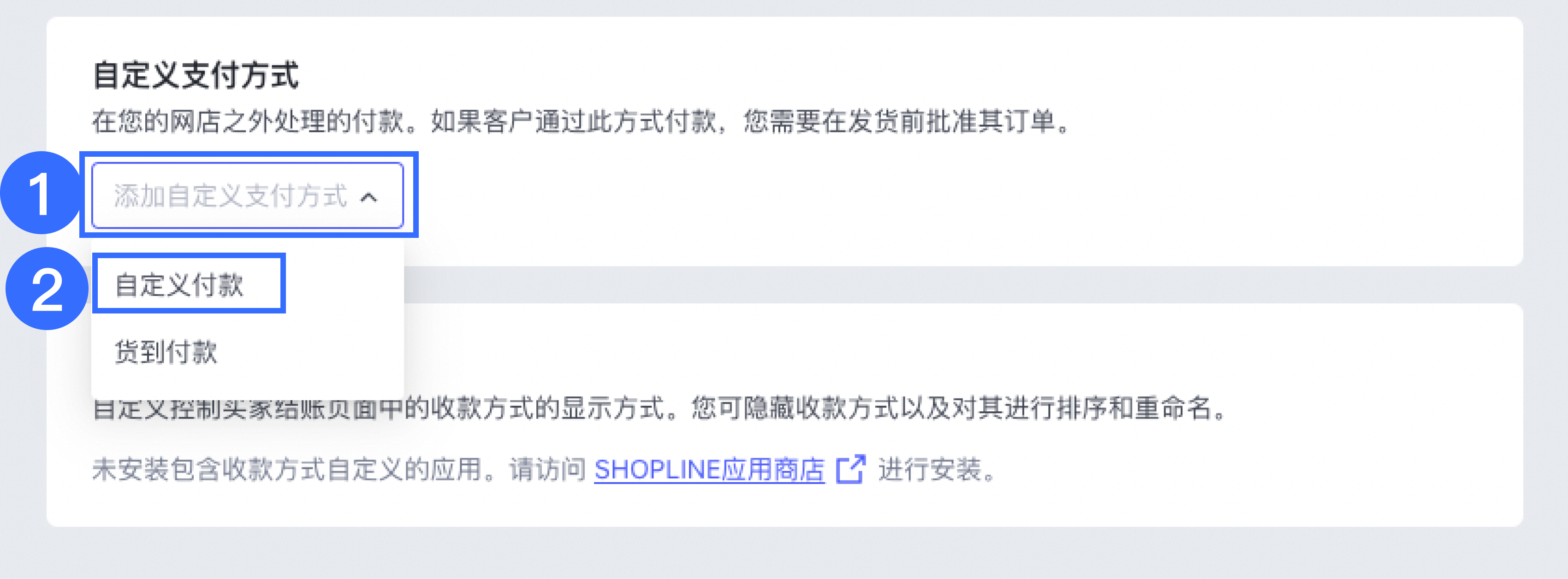 SHOPLINE自定义支付方式