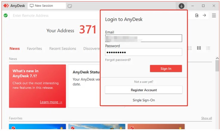 AnyDesk账户登录