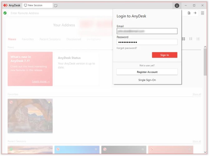 AnyDesk账户登录