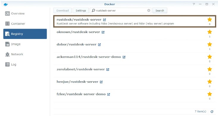 通过DSM6安装RustDesk