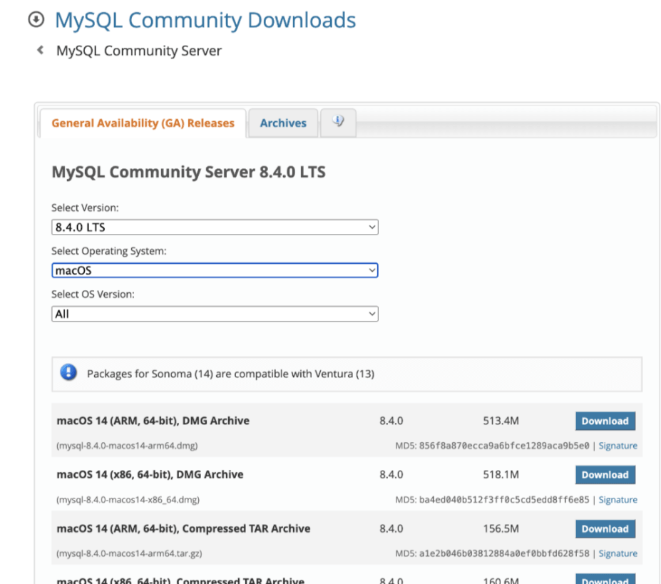 MySQL的基本简介和安装过程