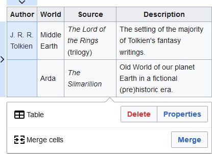 MediaWiki表格