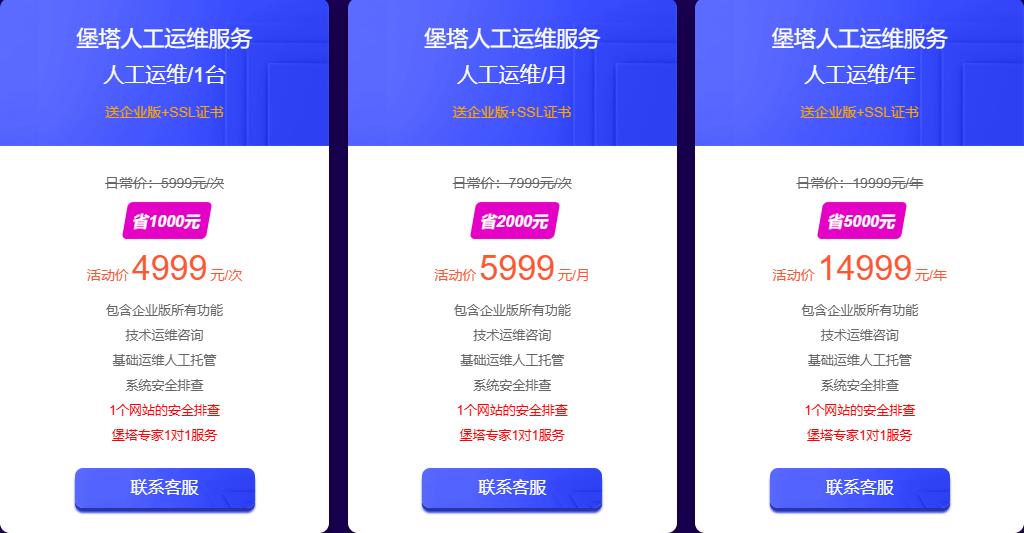 堡塔人工运维服务4999元起