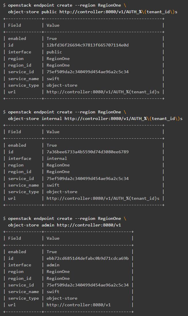 创建对象存储服务 API 端点