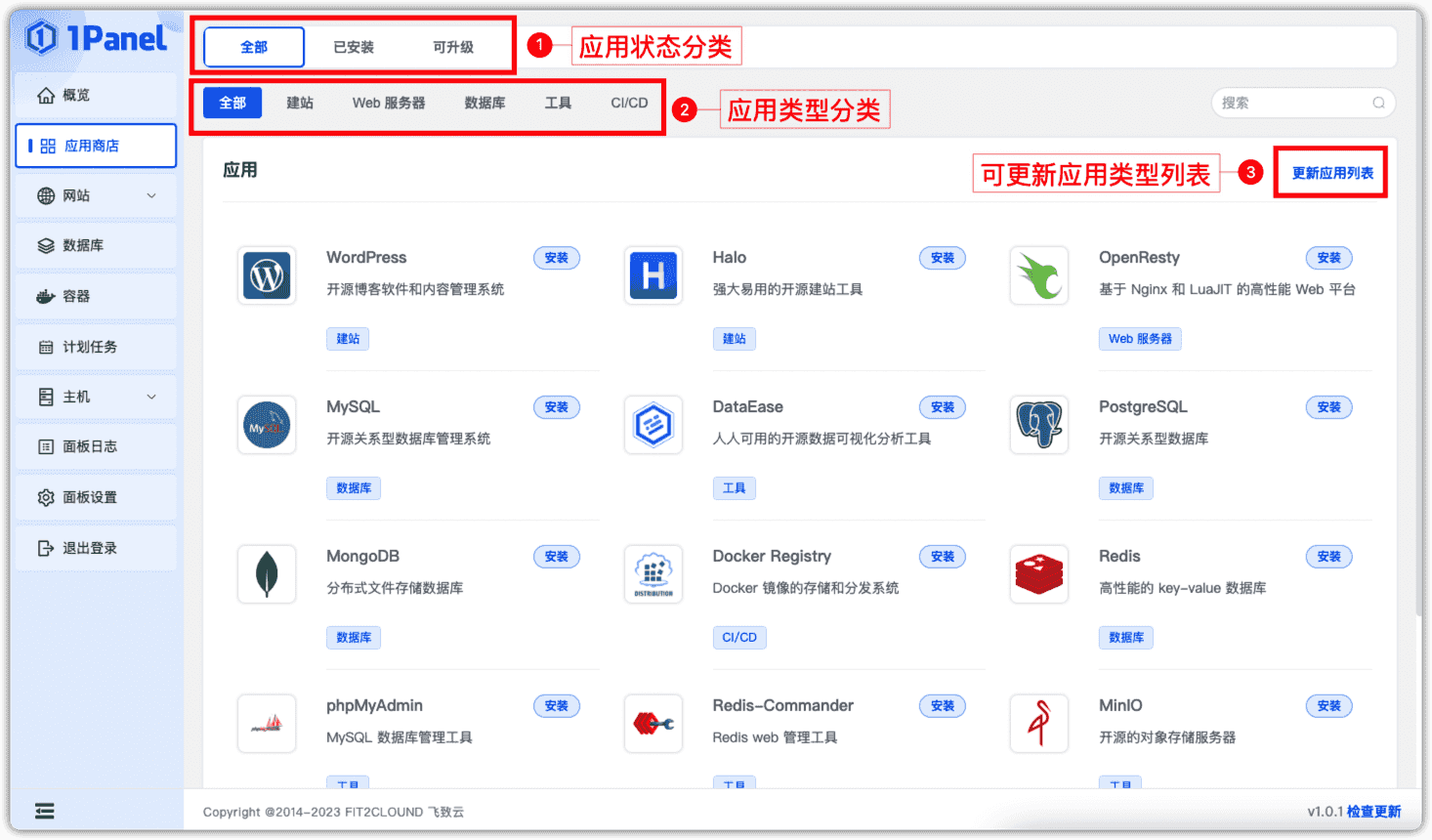 1Panel应用商店