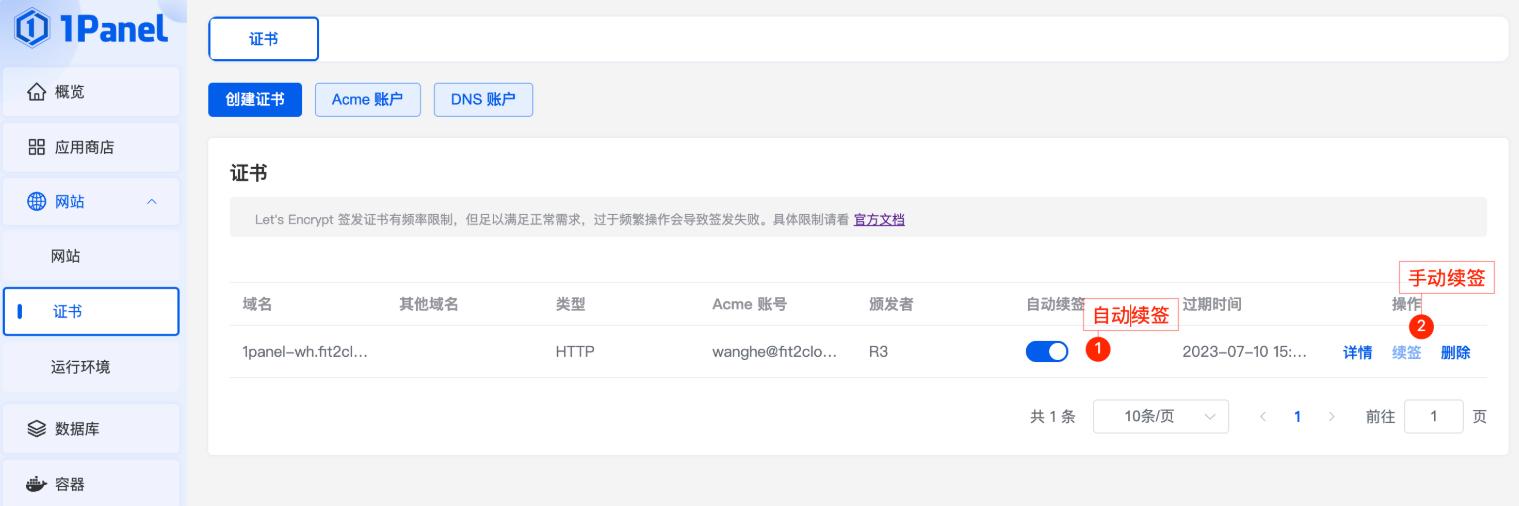 续签证书