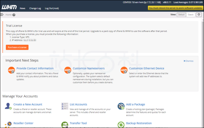 首次登录Web Host Manager