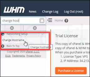 更改cPanel & WHM实例的主机名和IP地址