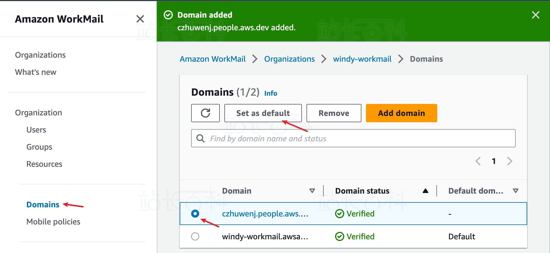 使用Amazon WorkMail创建组织