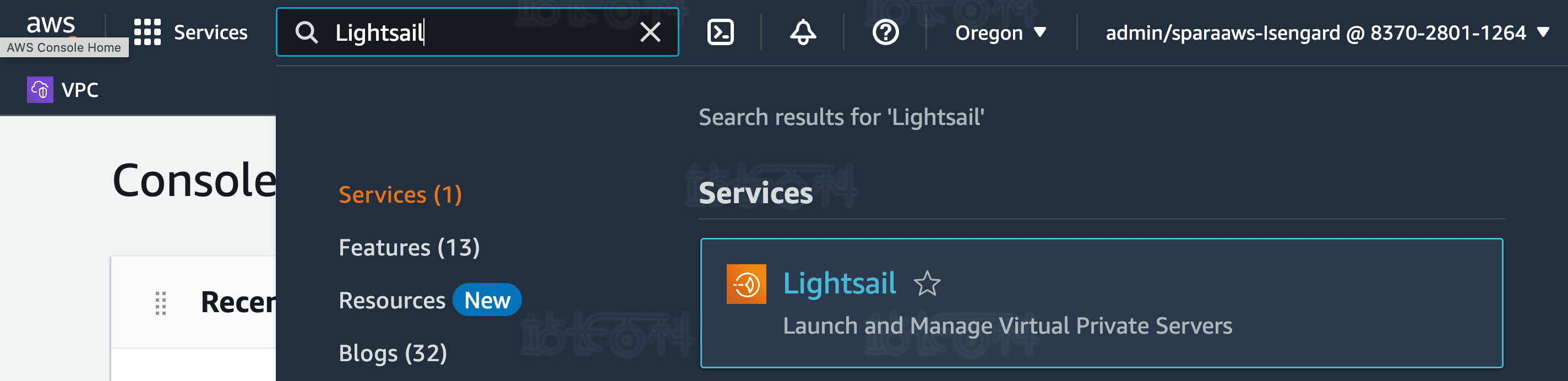 查找Amazon Lightsail