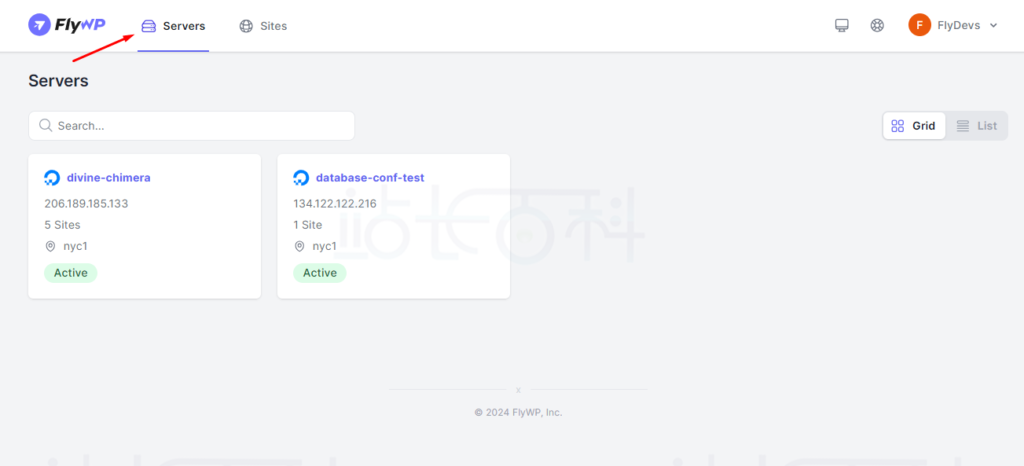 FlyWP创建网站
