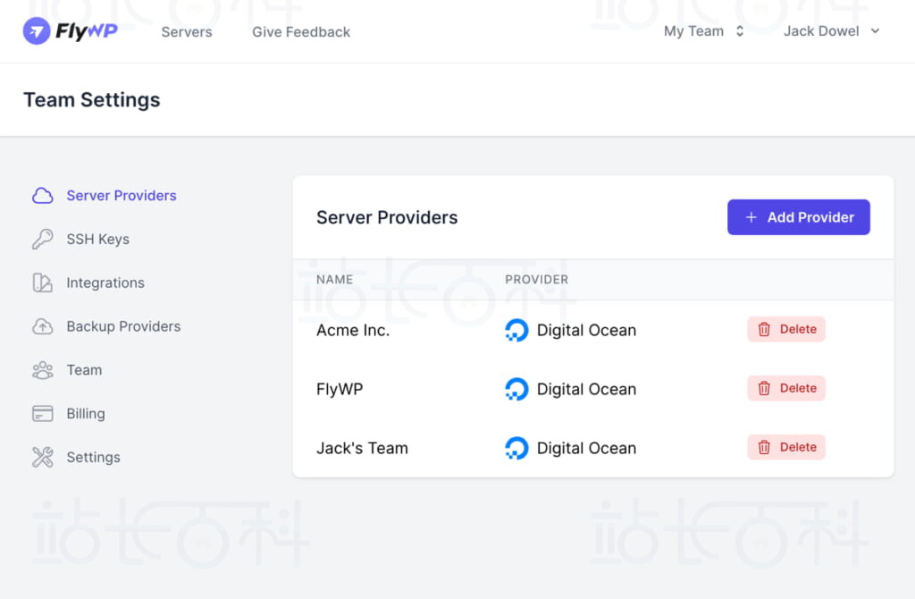 FlyWP添加并管理DigitalOcean