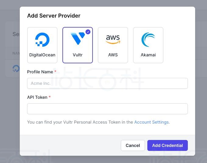 如何在FlyWP中添加Vultr