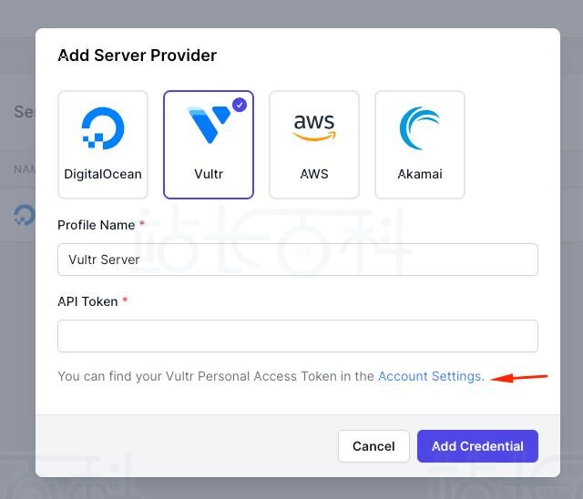 如何在FlyWP中添加Vultr