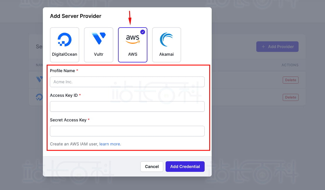 FlyWP中添加Amazon EC2