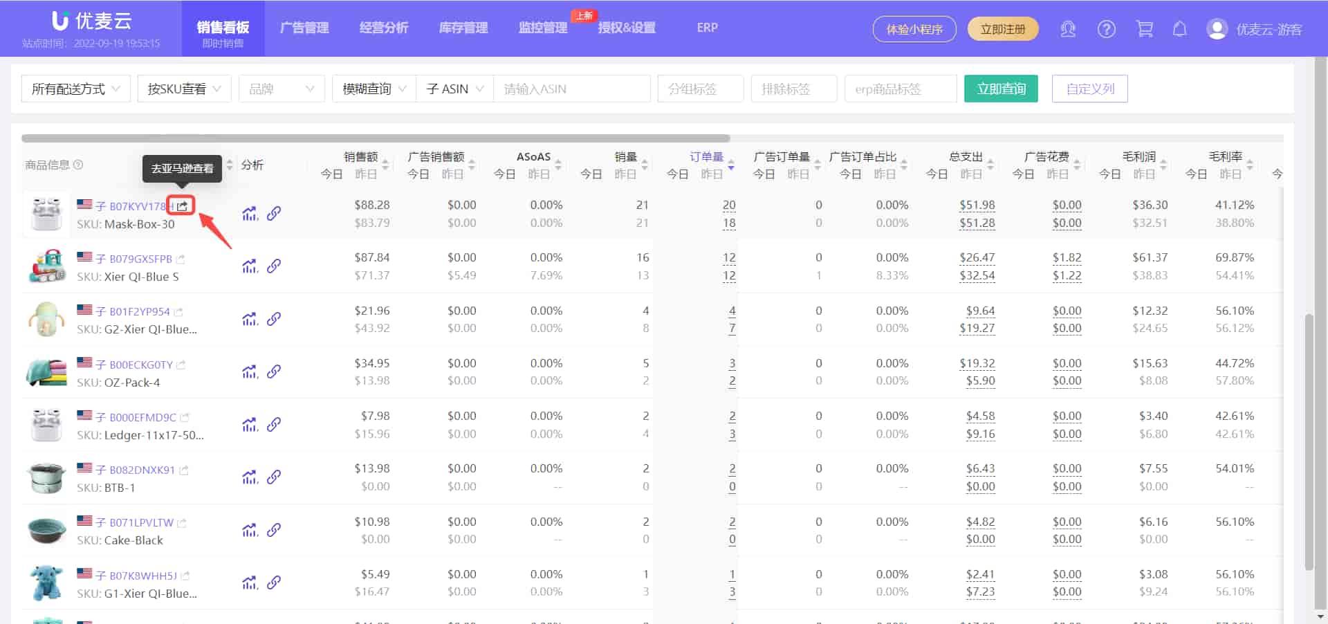 商品运营情况查看