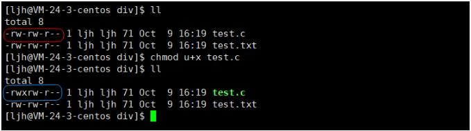 执行 chmod u+x test.c