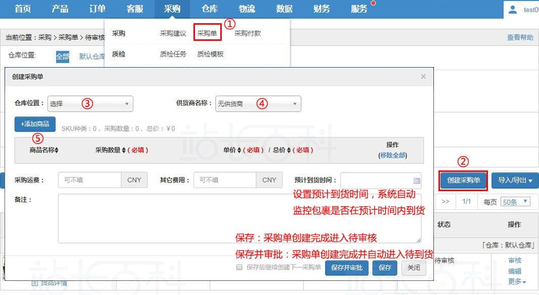 采购单功能介绍
