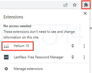 选择Helium 10扩展程序以激活它