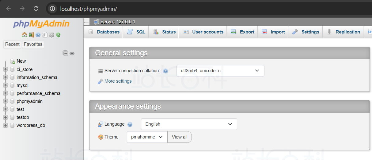 打开 phpMyAdmin