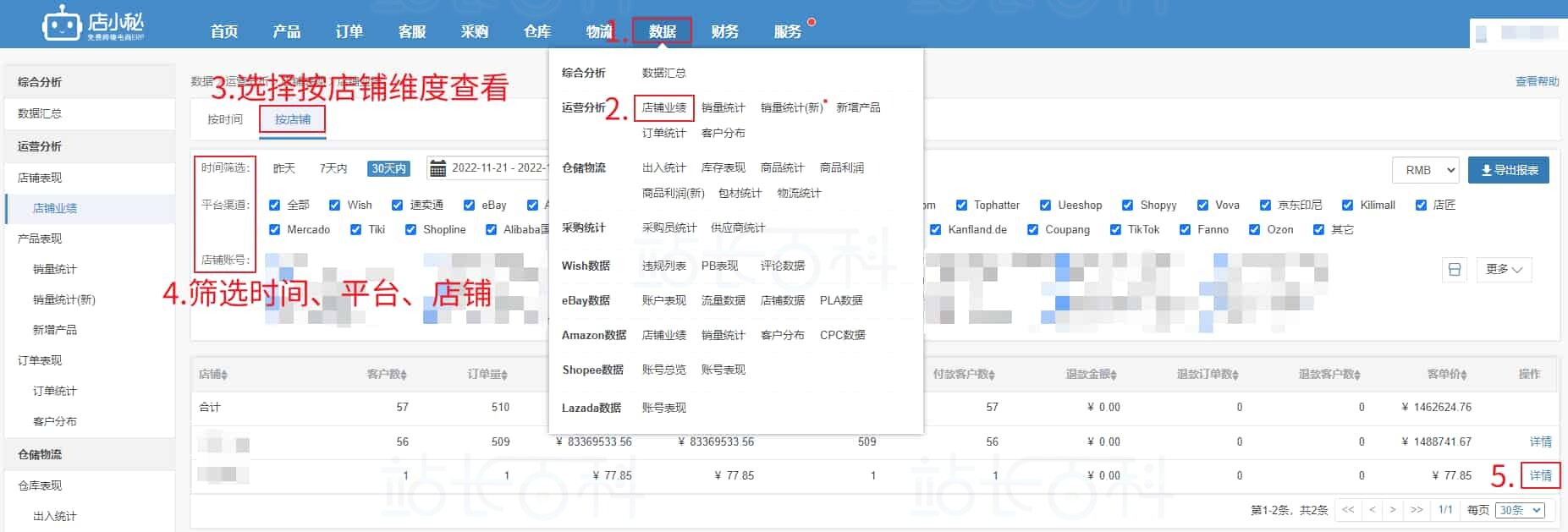 按店铺查看